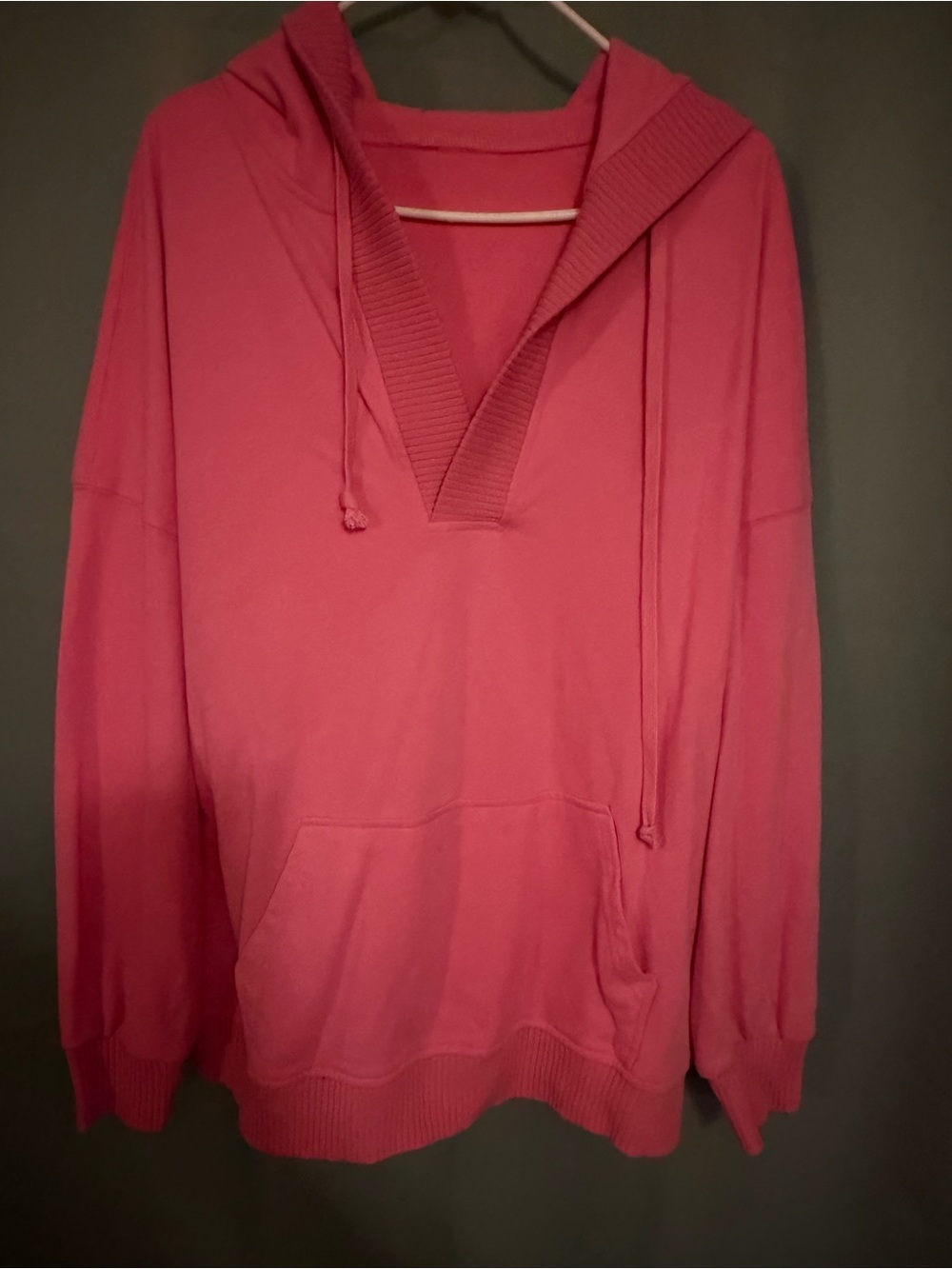 Women's Pink Hooded Pullover Sweatshirt